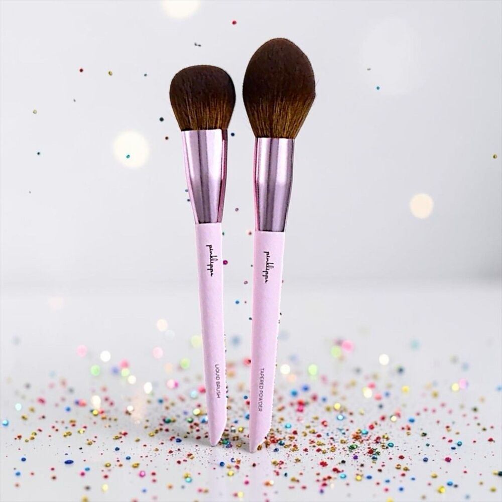 PinkLipps Cosmetics Makeup Brush Set Liquid Brush & Tapered Brush Set NWOB